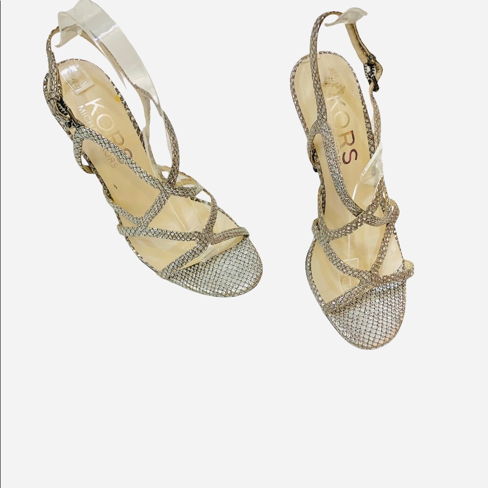Micheal Kors Metallic Ankle Strap Heels - Picture 3 of 6